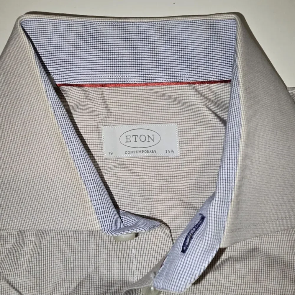 Eton Contemporary Oyster Check Cotton Shirt Men's 39 or 15.5 or M